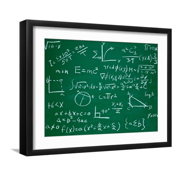 Art.com Math Formulas on School Blackboard Education Art Print by PicsFive, Black Frame Wall Art, 21" x 17"