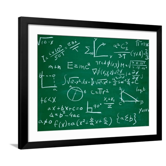 Art.com Math Formulas on School Blackboard Education Art Print by PicsFive, Black Frame Wall Art, 40" x 32"