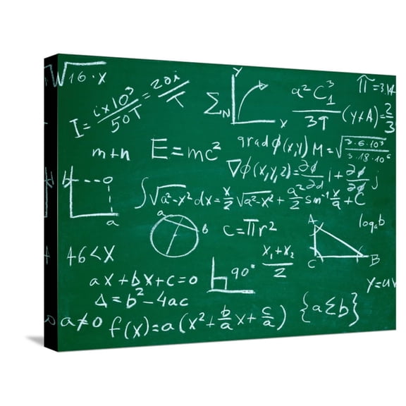 Art.com Math Formulas on School Blackboard Education Stretched Canvas Print Wall Art by PicsFive, 24" x 18"