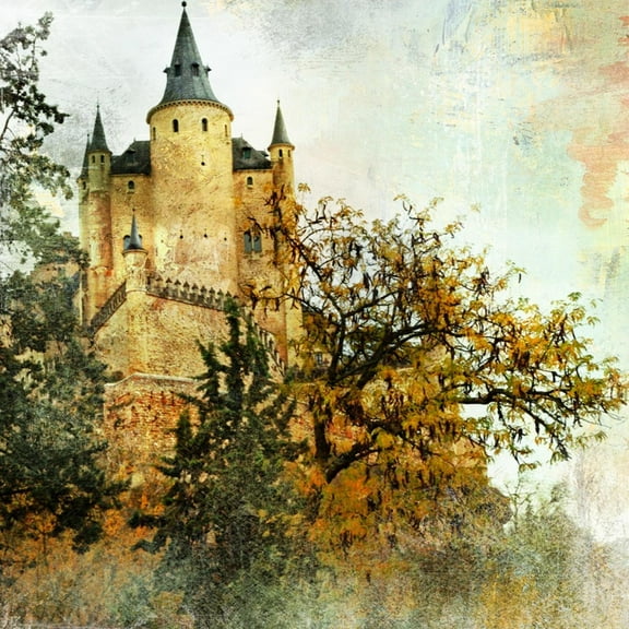 Art.com Medieval Castle Alcazar, Segovia,Spain- Picture In Painting Style Art Print by Maugli-l, 16" x 16"