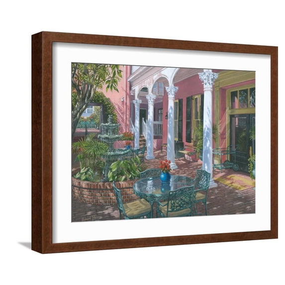 Art.com Meeting Street Inn Charleston Art Print by Richard Harpum, Brown Frame Wall Art, 21" x 17"