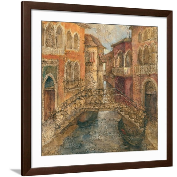 Art.com Memories of Venice III Art Print by Albena Hristova, Brown Frame Wall Art, 38" x 38"