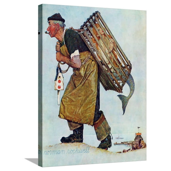 Art.com Mermaid or Lobsterman, August 20,1955 Stretched Canvas Print Wall Art by Norman Rockwell, 24" x 32"