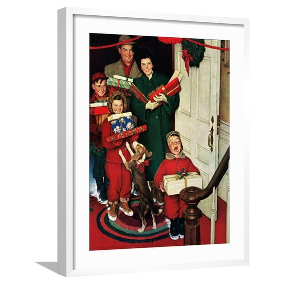 Art.com â€Merry Christmas, Grandma!’ Giclee Print by Norman Rockwell, White Frame Wall Art, 23" x 29"