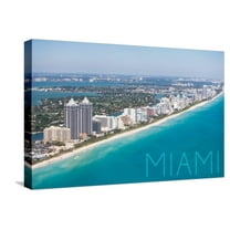 Art.com Miami, Florida - Aerial View Stretched Canvas Print Wall Art by Lantern Press, 24" x 16"