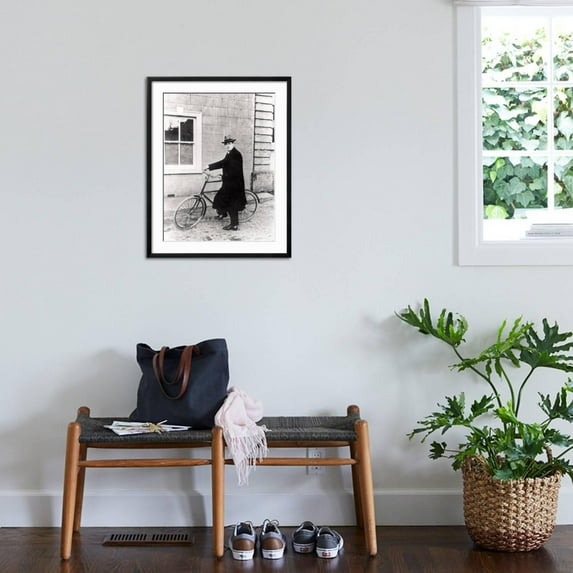 Art.com Michael Collins (1870-1922) with His Famous Bicycle Photographic Print by Irish Photographer, Black Frame Wall Art, 23" x 29"