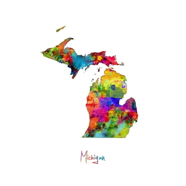 Art.com Michigan Map Art Print by Michael Tompsett, 12" x 16"