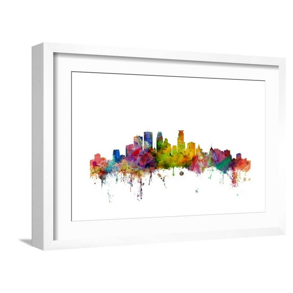 Art.com Minneapolis Minnesota Skyline Art Print by Michael Tompsett, White Frame Wall Art, 23" x 17"