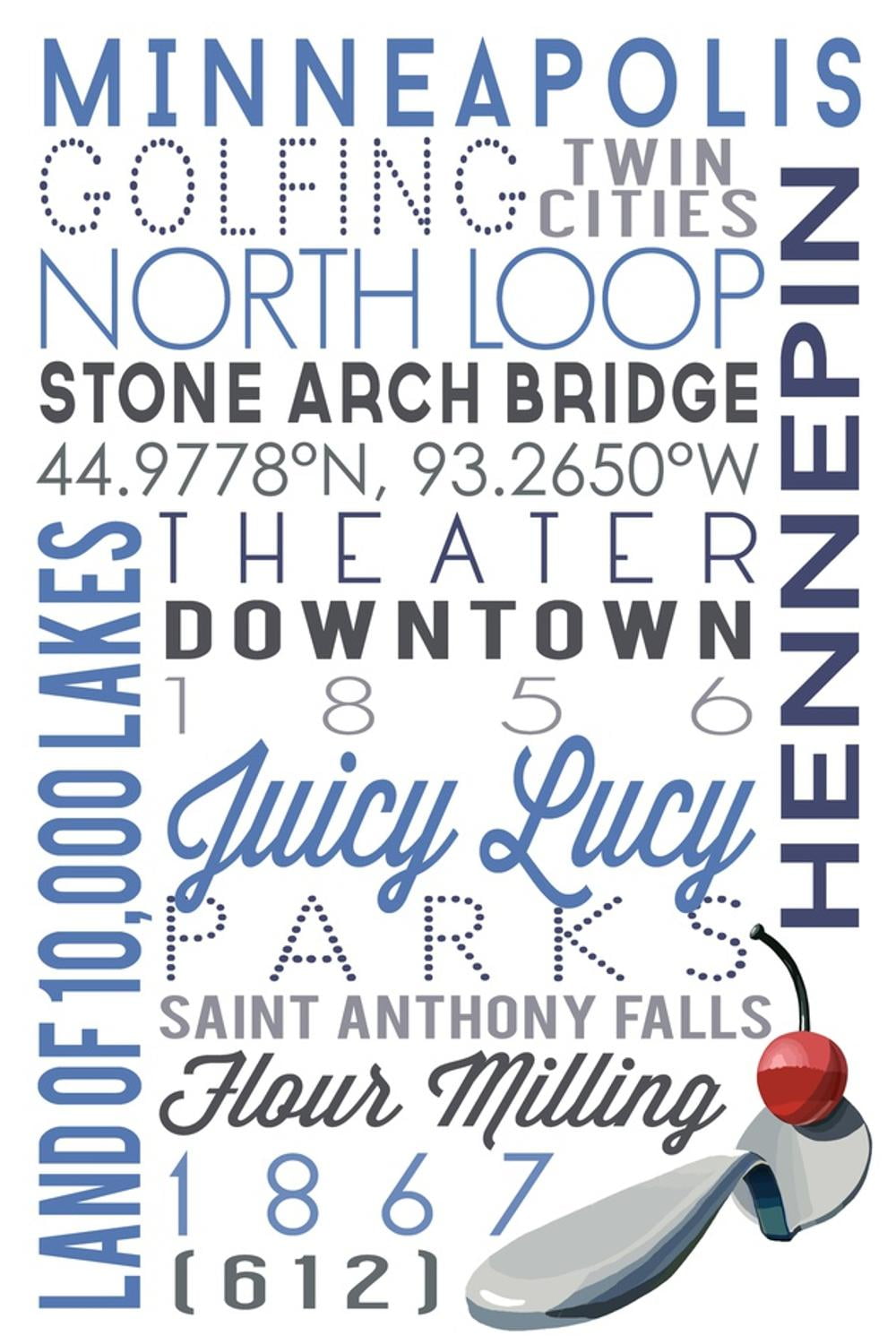 Minneapolis Typography Art Print on Canvas for Kids, 16" x 24"