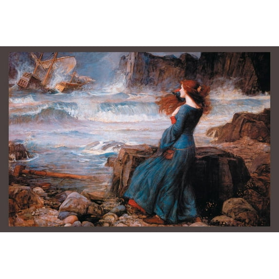 Art.com Miranda and the Tempest Art Print by John William Waterhouse, 36" x 24"