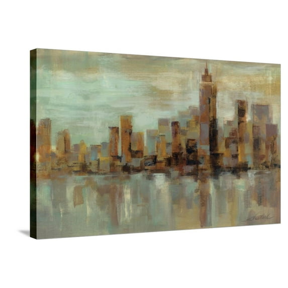 Art.com Misty Day in Manhattan Stretched Canvas Print Wall Art by Silvia Vassileva, 36" x 24"