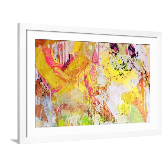 Art.com Mixed Technics, Expression Abstract Painting Art Print by dpaint, White Frame Wall Art, 44" x 32"