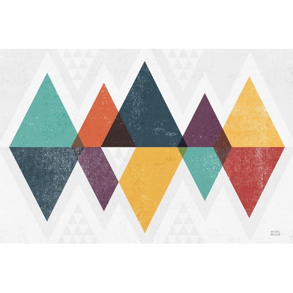 Art.com Mod Triangles II Retro Art Print by Michael Mullan, 18" x 12"