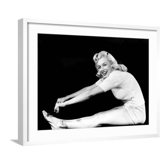Art.com Model and Columbia Starlet Marilyn Monroe, Working Out, ca. 1948 Photo, White Frame Wall Art, 29" x 23"