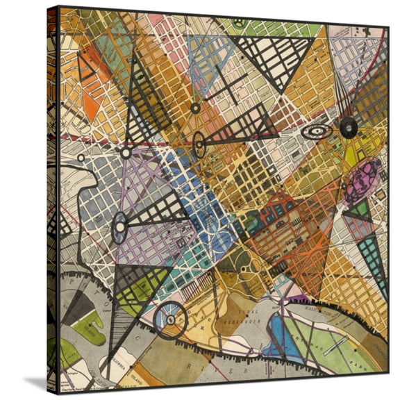 Art.com Modern Map of D.C. Stretched Canvas Print Wall Art by Nikki Galapon, 30" x 30"