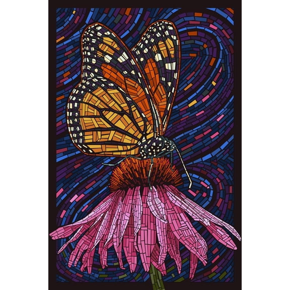 Art.com Monarch Butterfly - Paper Mosaic Art Print by Lantern Press, 12" x 18"