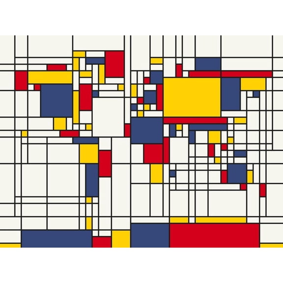 Art.com Mondrian Abstract World Map Art Print by Michael Tompsett, 16" x 12"