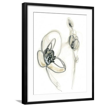 Art.com Monochrome Floral Study III Art Print by June Vess, Black Frame Wall Art, 23" x 29"
