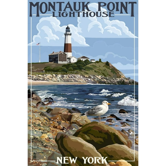 Art.com Montauk Point Lighthouse - New York Art Print by Lantern Press, 12" x 18"