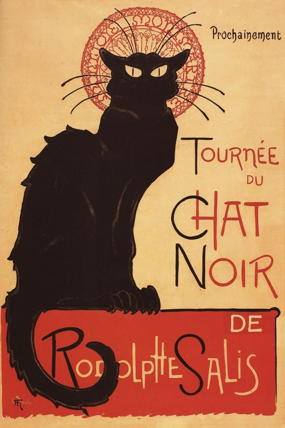 Vintage Black Cat Cabaret Canvas Art Print, 12" x 18"