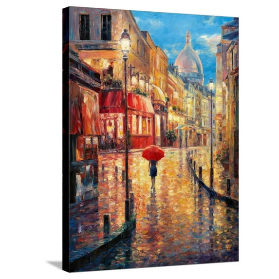 Art.com Montmartre Evening Stretched Canvas Print Wall Art by Haixia Liu, 24" x 32"