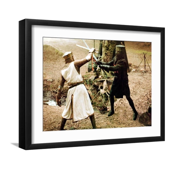 Art.com Monty Python And The Holy Grail, Graham Chapman As King Arthur, John Cleese, 1975 Photo, Black Frame Wall Art, 21" x 17"
