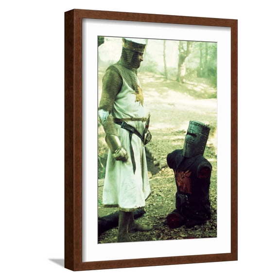 Art.com Monty Python and the Holy Grail, from Left: Graham Chapman as King Arthur, John Cleese, 1975 Photo, Brown Frame Wall Art, 17" x 23"