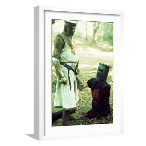 Art.com Monty Python and the Holy Grail, from Left: Graham Chapman as King Arthur, John Cleese, 1975 Photo, White Frame Wall Art, 17" x 23"