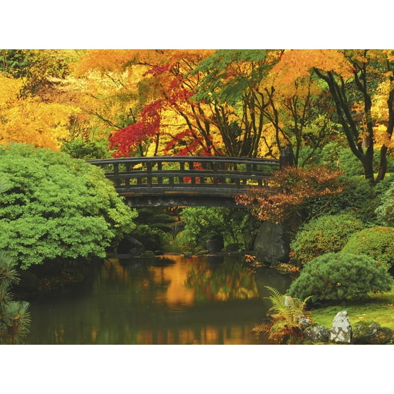 Art.com Moon Bridge in Autumn: Portland Japanese Garden, Portland, Oregon, USA Photographic Print by Michel Hersen, 16" x 12"