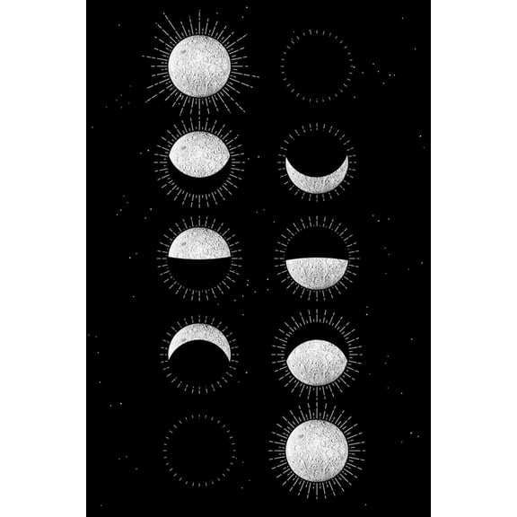 Art.com Moon Phases Art Print, 12" x 18"