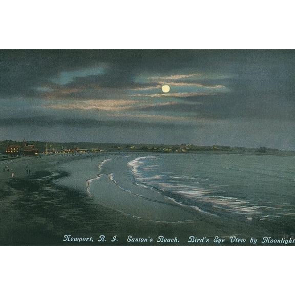 Art.com Moon over Newport, Rhode Island Art Print, 18" x 12"