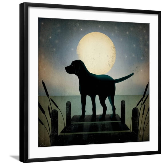 Art.com Moonrise Black Dog Art Print by Ryan Fowler, Black Frame Wall Art, 29" x 29"