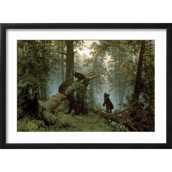 Art.com Morning in a Pine Forest Art Print by Ivan Ivanovitch Shishkin, Black Frame Wall Art, 23" x 17"