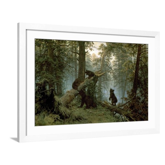 Art.com Morning in a Pine Forest Art Print by Ivan Ivanovitch Shishkin, White Frame Wall Art, 44" x 32"