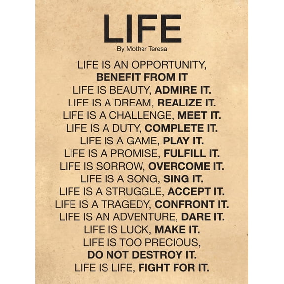 Art.com Mother Teresa Life Quote Poster Art Print, 18" x 24"