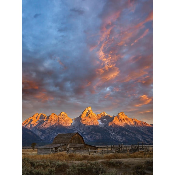 Art.com Moulton Barn at Sunrise, Grand Teton National Park Photographic Print by Adam Jones, 12" x 16"