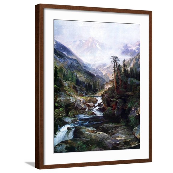 Art.com Mountain Of The Holy Cross Art Print by Thomas Moran, Brown Frame Wall Art, 23" x 29"