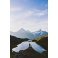 thumbnail image 1 of Art.com Mountain biker looking at Bachalpsee lake and Bernese Oberland mountains at dawn Photographic Print by Roberto Moiola, 12" x 18", 1 of 4
