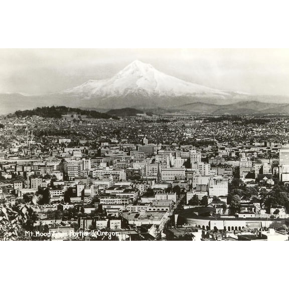 Art.com Mt. Hood over Portland, Oregon Art Print, 18" x 12"