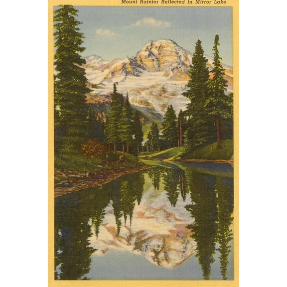 Art.com Mt. Rainier from Mirror Lake, Washington Art Print, 16" x 24"