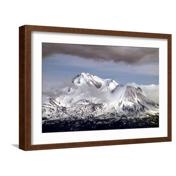 Art.com Mt Shasta Winter Photo by Douglas Taylor, Brown Frame Wall Art, 23" x 17"