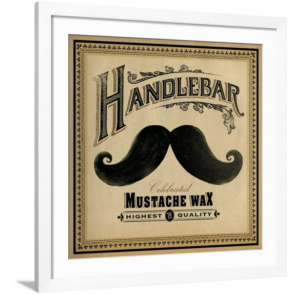 Art.com Mustache Wax Giclee Print by Cory Steffen, White Frame Wall Art, 38" x 38"