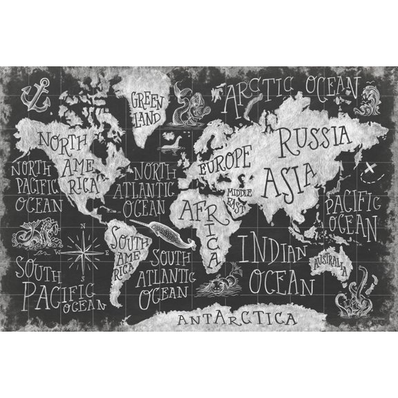 Art.com Mythical Map I Art Print by Mary Urban, 24" x 16"