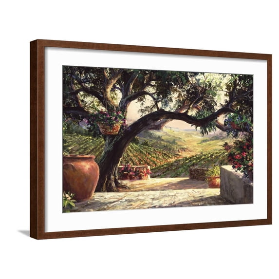 Art.com Napa Patio Art Print by Art Fronckowiak, Brown Frame Wall Art, 29" x 21"
