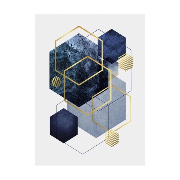 Art.com Navy Gold Geo 2 Art Print by Urban Epiphany, 12" x 18"