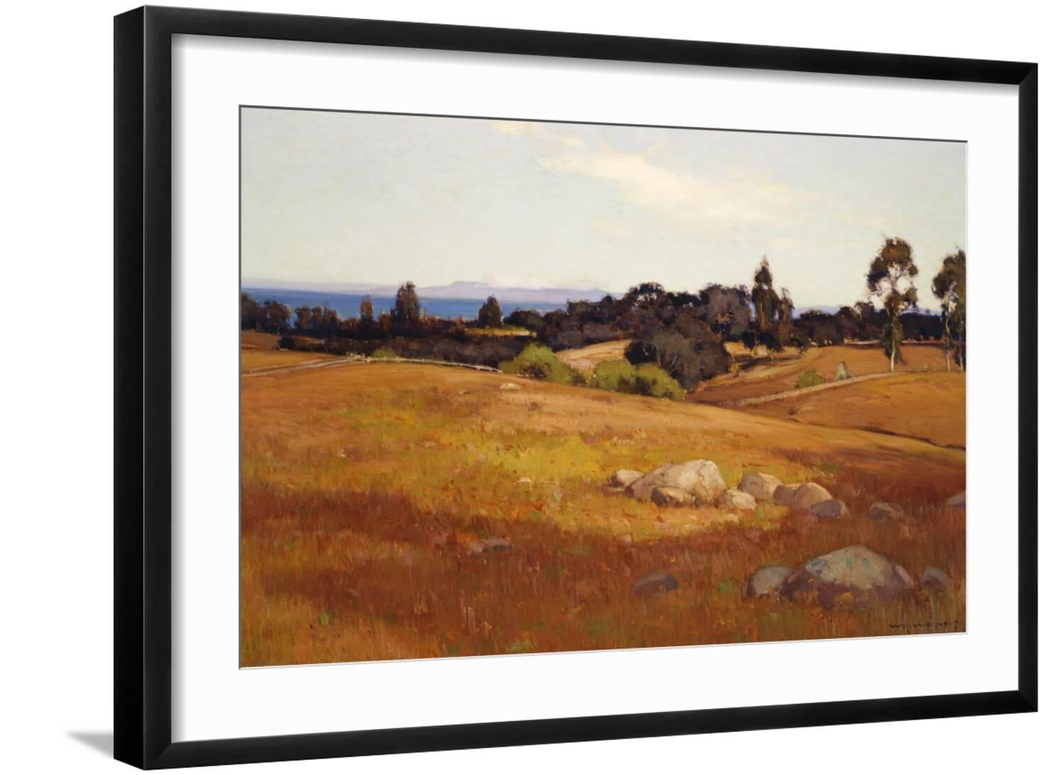 Near Santa Barbara Art Print by William Wendt, Black Frame Wall