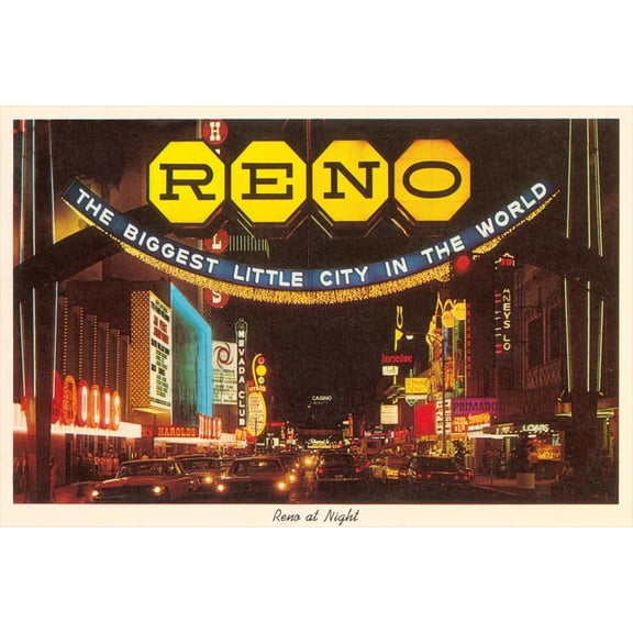 Art.com Neon at Night, Reno, Nevada Art Print, 18" x 12"