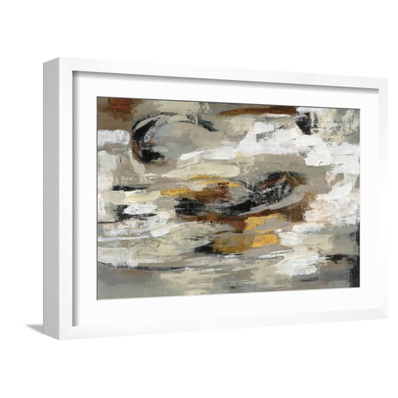 Art.com Neutral Abstract Gray Art Print by Silvia Vassileva, White Frame Wall Art, 23" x 17"