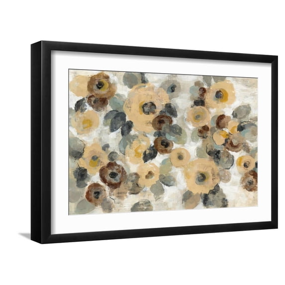 Art.com Neutral Floral Beige I Art Print by Silvia Vassileva, Black Frame Wall Art, 23" x 17"