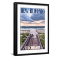 thumbnail image 1 of Art.com New Buffalo, Michigan - Beach Scene Art Print by Lantern Press, Black Frame Wall Art, 17" x 23", 1 of 5
